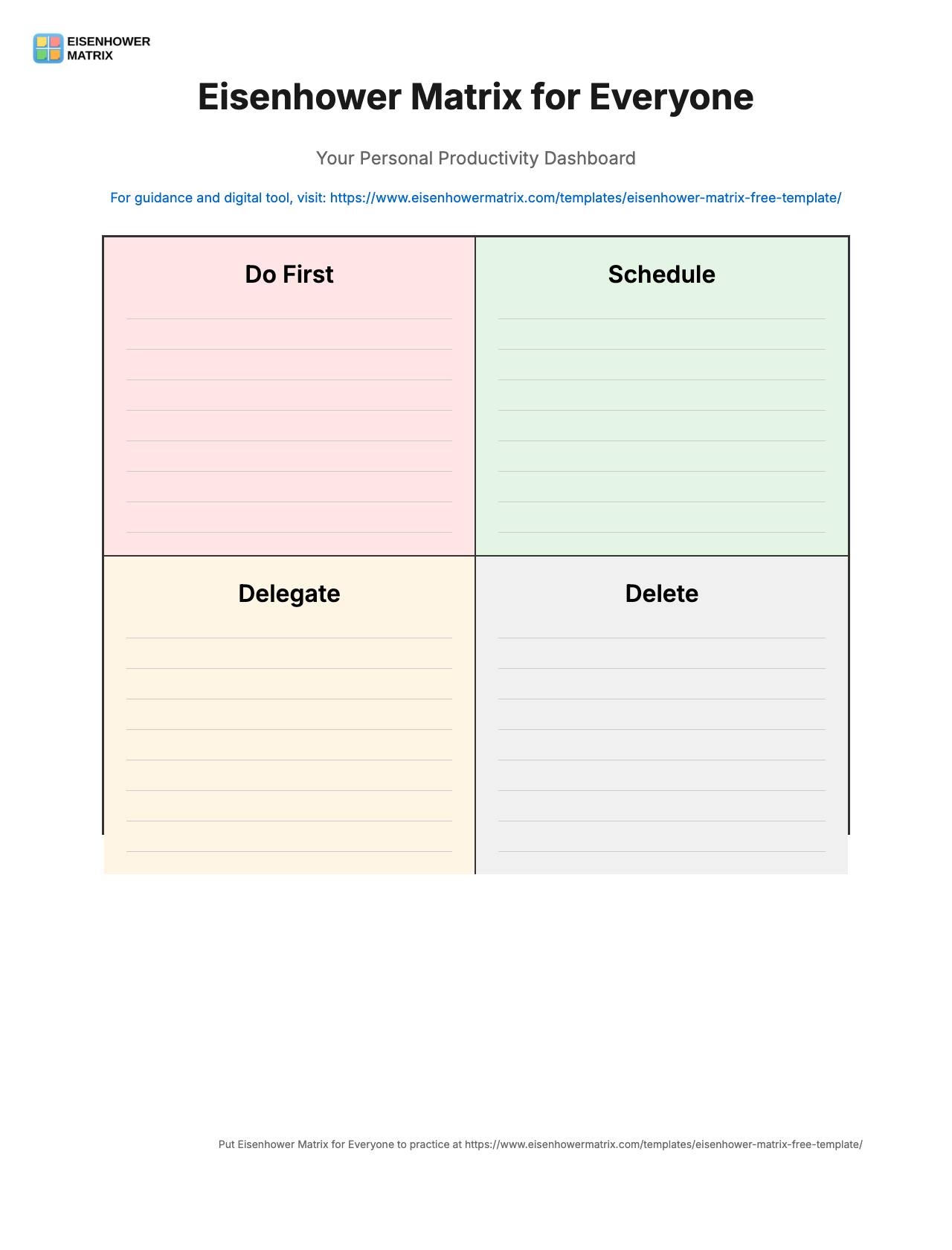 Free Eisenhower Matrix Template Download Word PDF PowerPoint